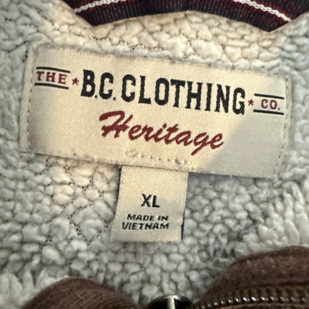 Men's The BC Clothing Co Heritage Fleece Lined 1/4 Quarter Zip Pullover XL